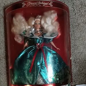 Barbie Holiday Doll in Green and White Gown